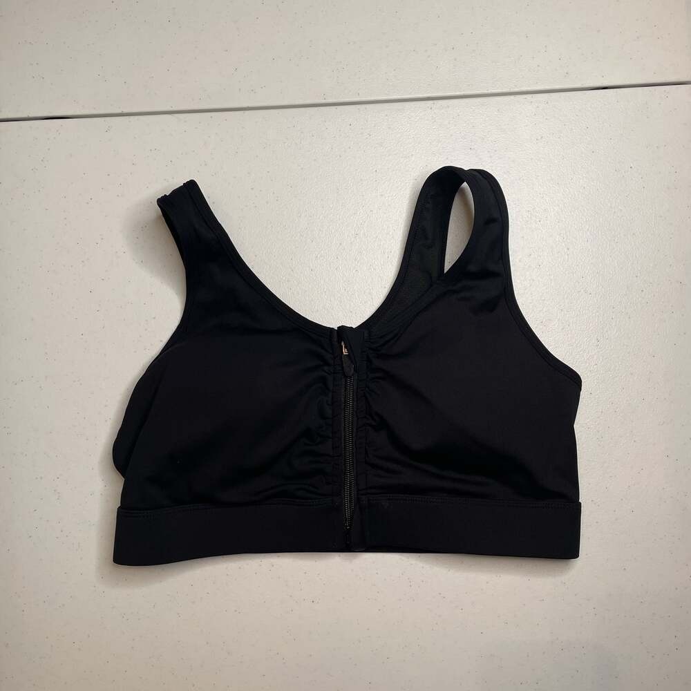 Yogapro Black Front-Zip Sports Bra, M